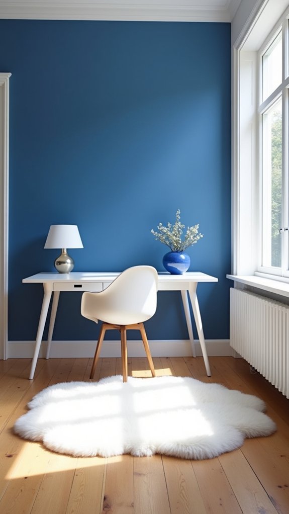 bold blue and white