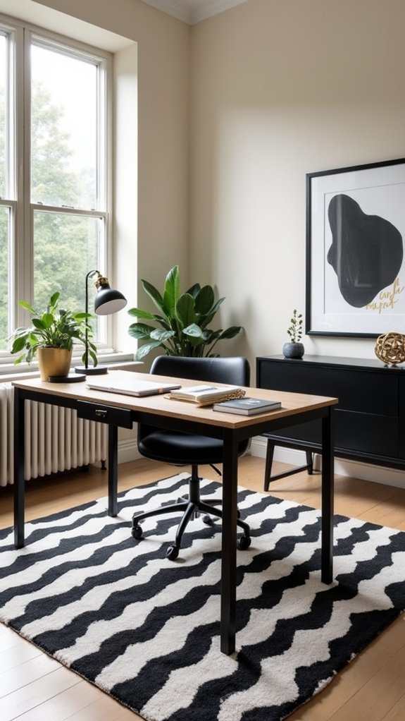 bold geometric office rug