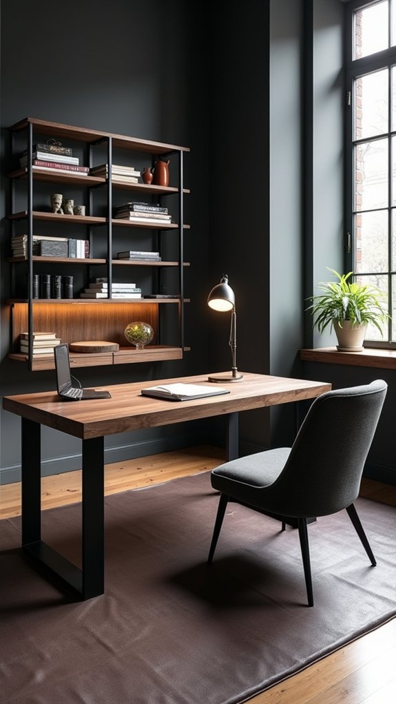 bold rug enhances workspace