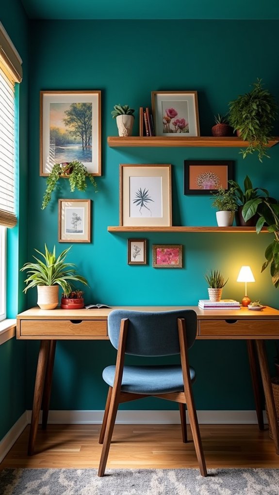 bold teal accent wall