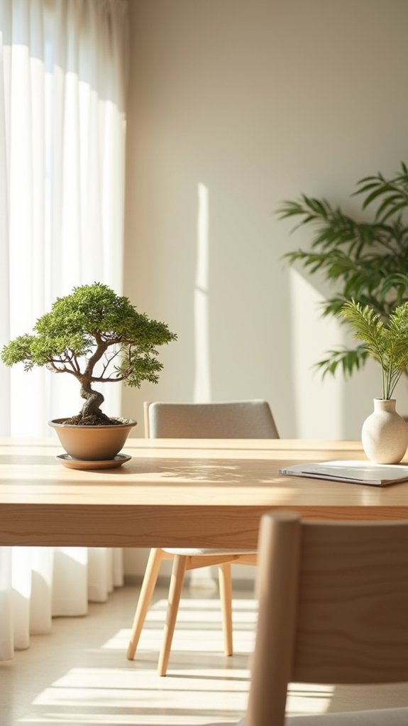 bonsai enhances office decor