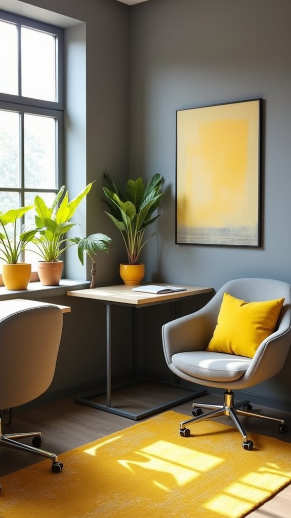 bright yellow office plants