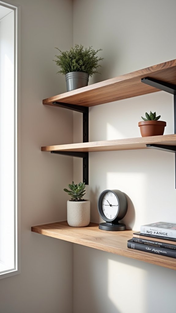 charcoal brackets rustic shelves
