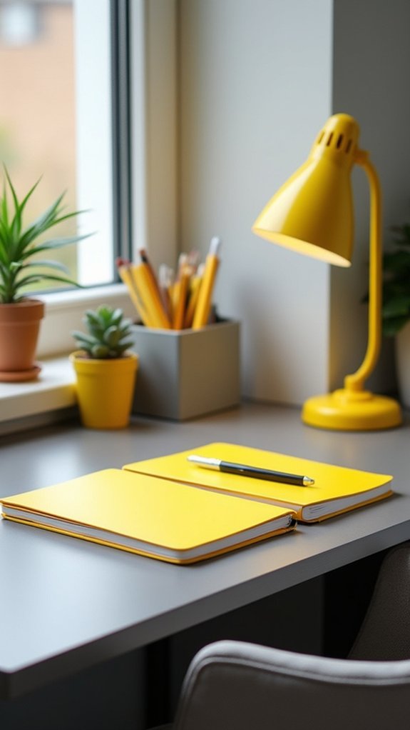 cheerful yellow notebooks brighten workspace