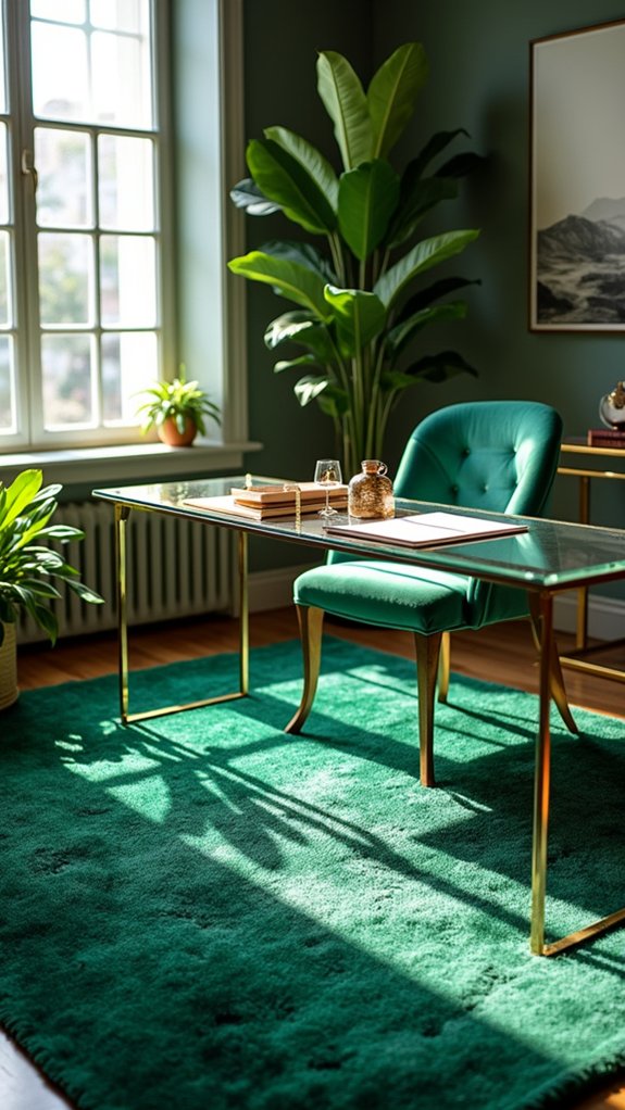 chic emerald green rug