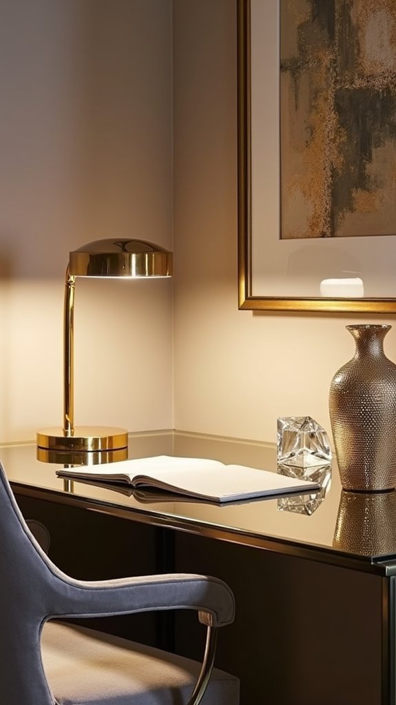chic metallic office decor