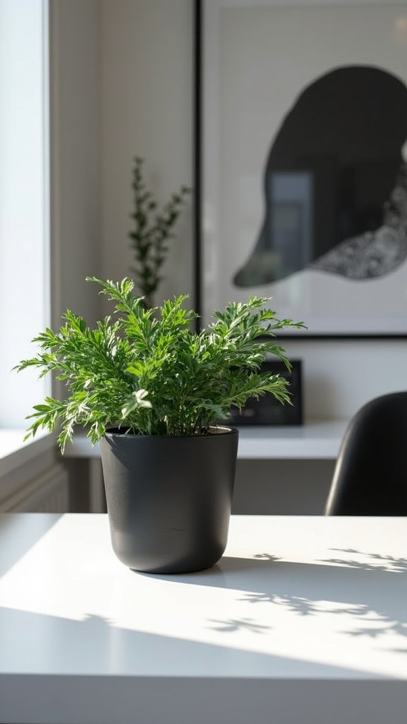 chic plants in black pots