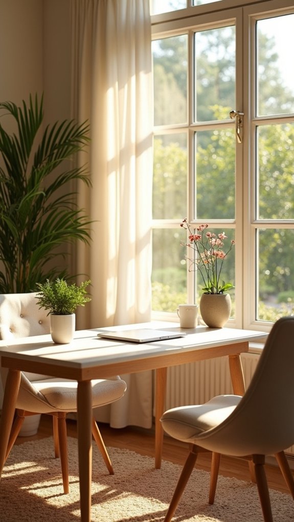 clutter free sunroom workspace