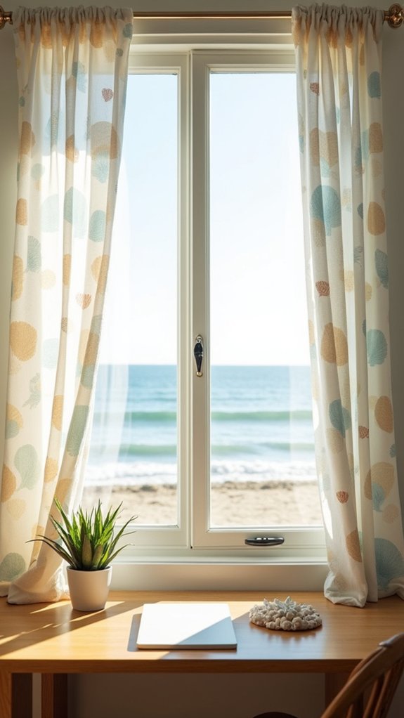 coastal print curtains installation
