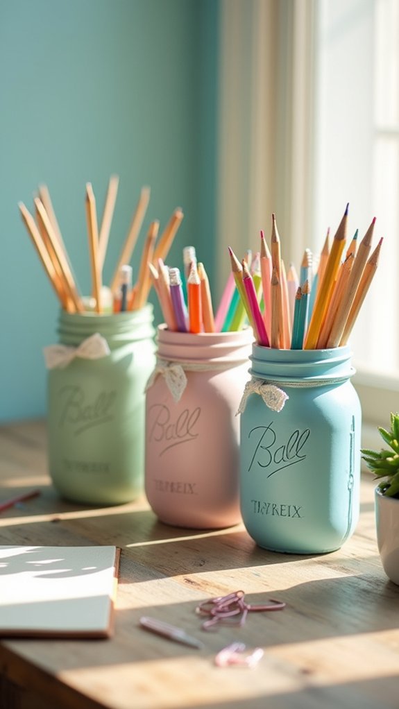 colorful mason jar storage