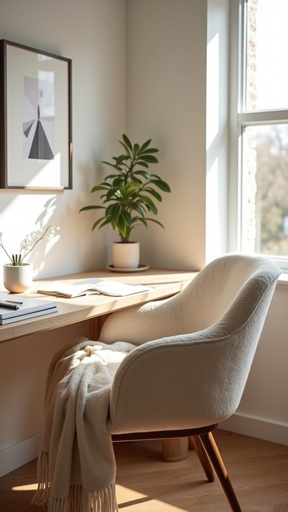 comfortable boucle desk chair