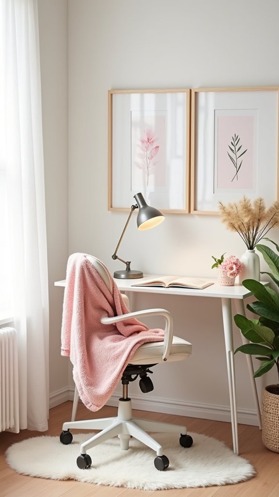 cozy blankets enhance workspace comfort