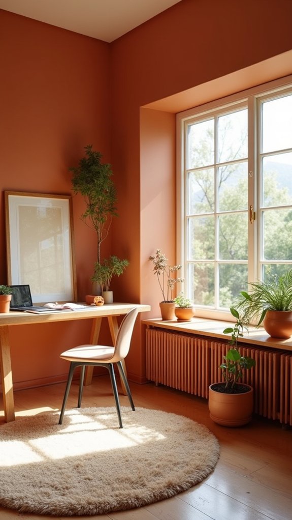 cozy earthy tone workspace