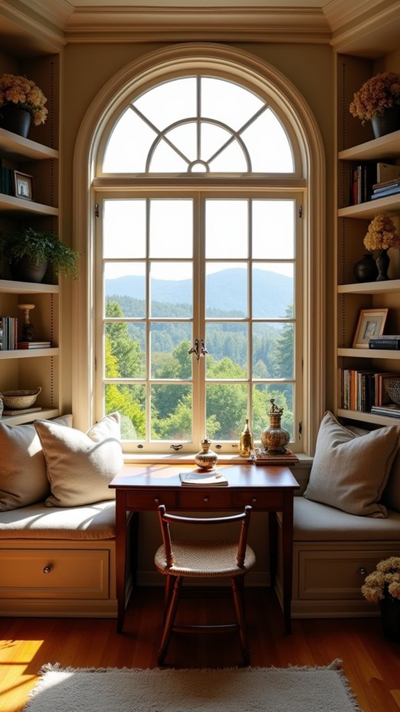 cozy nook with shelves