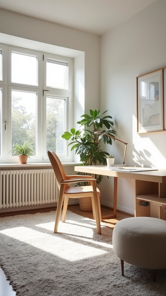 cozy rugs define office areas
