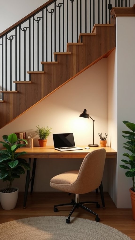 cozy staircase workspace transformation