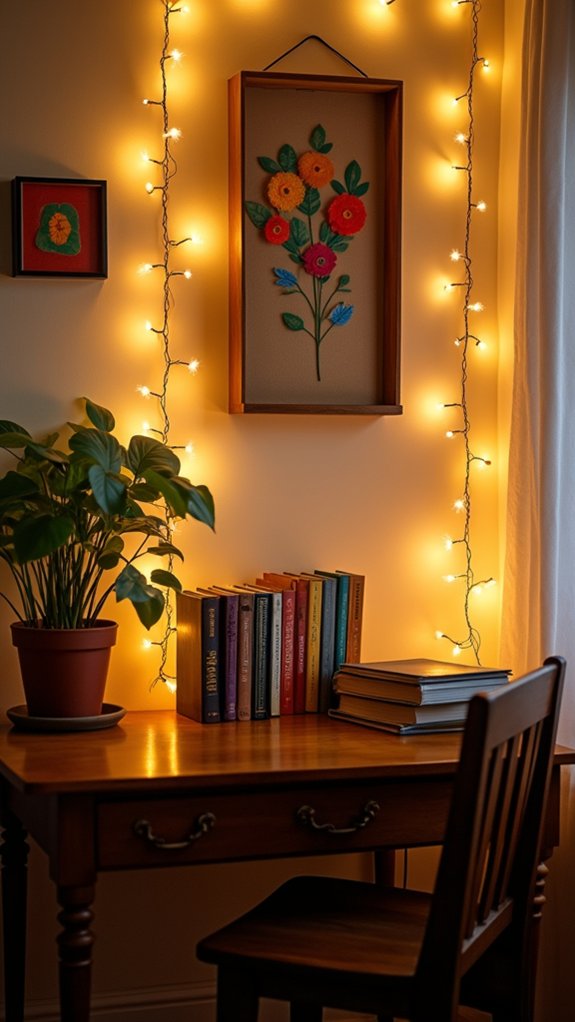 cozy string light decoration