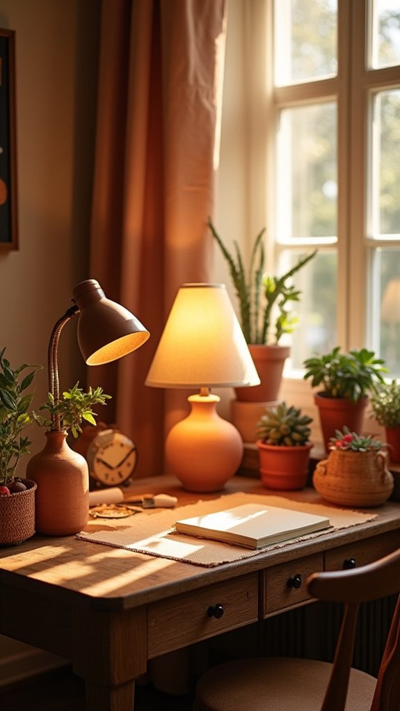 cozy terracotta desk lighting