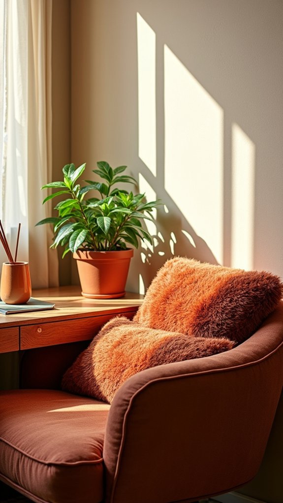 cozy terracotta office pillows