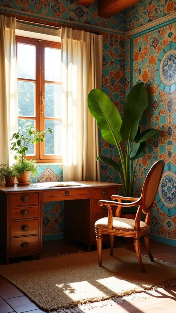 decorative tiles enhance workspace