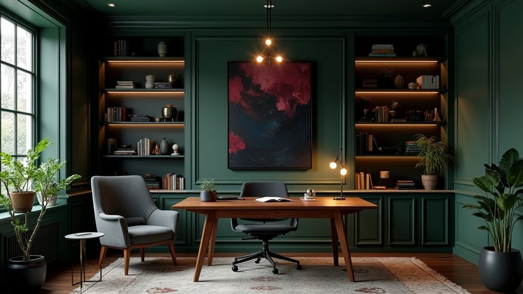 dramatic moody office decor