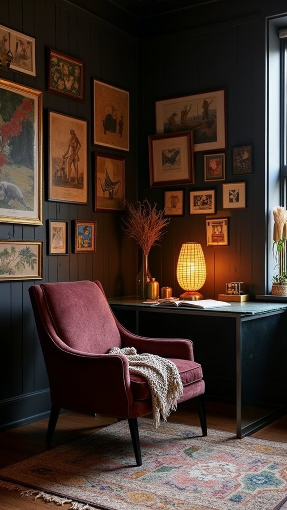 eclectic textural office decor
