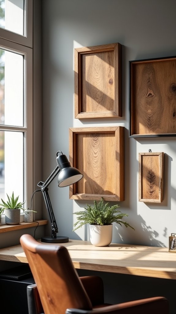 eclectic wooden frame display