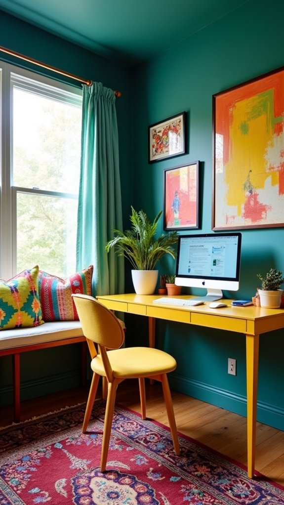 eclectic workspace color combinations