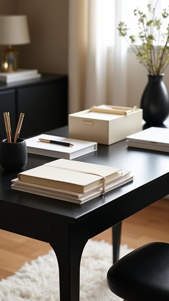 elegant cream and black stationery
