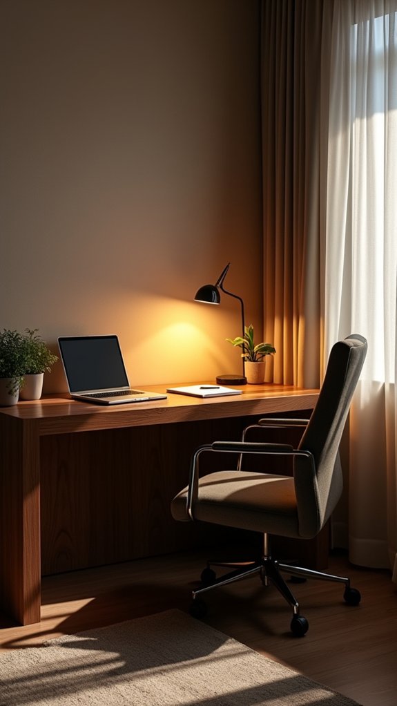 elegant l shaped desk lighting