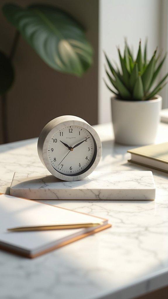 elegant marble desk clock