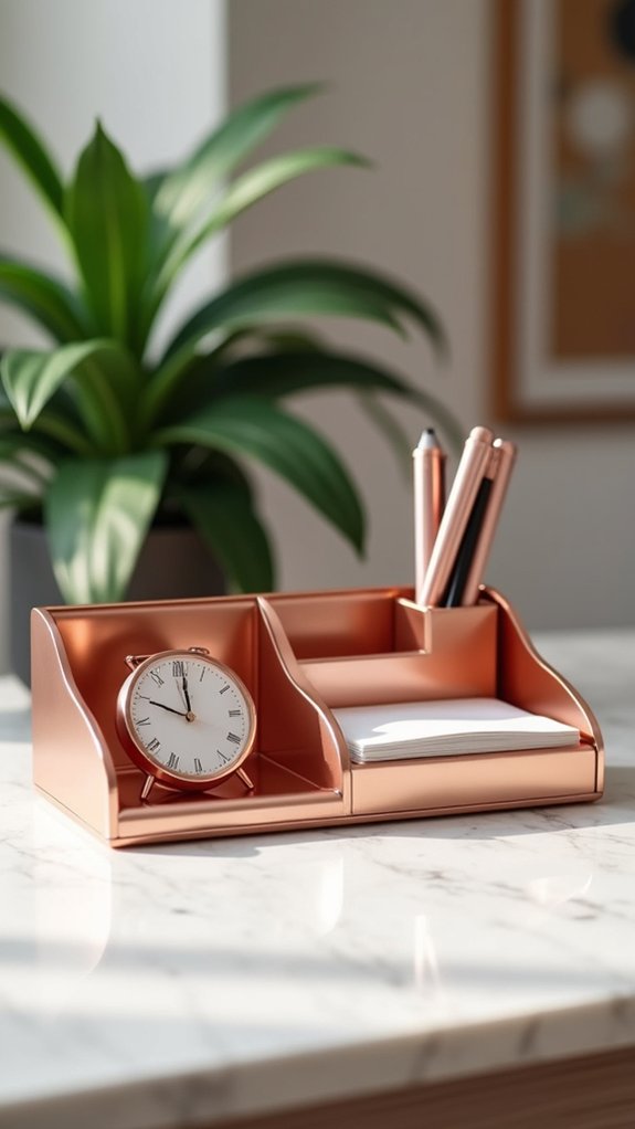 elegant rose gold organization