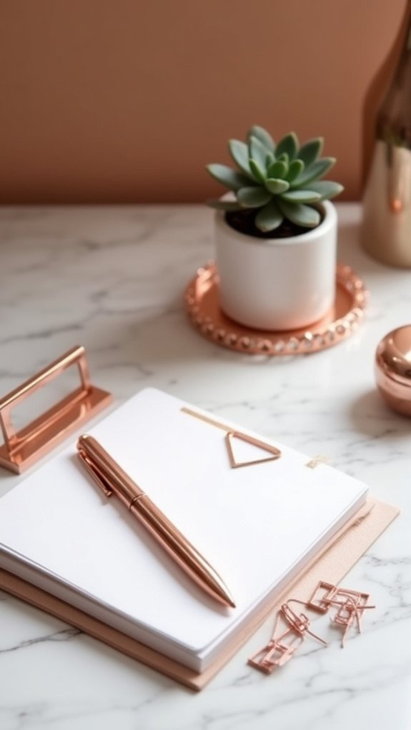 elegant rose gold stationery