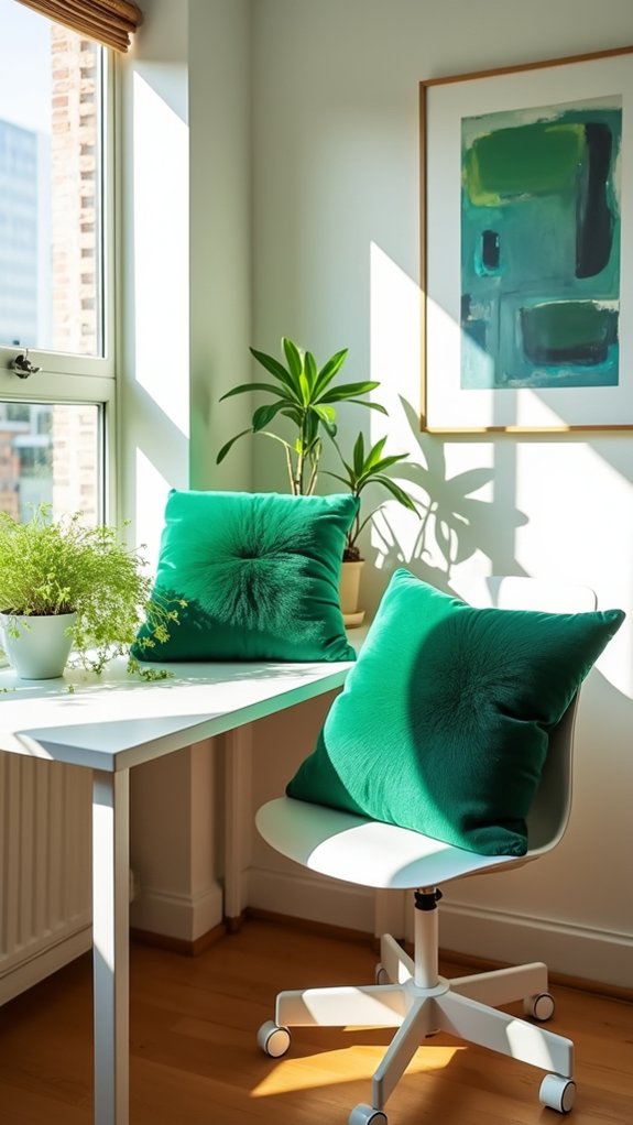 emerald green decorative pillows