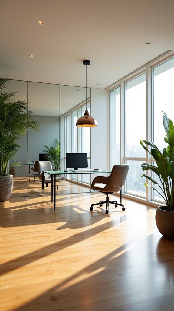 enhance office space with mirrors