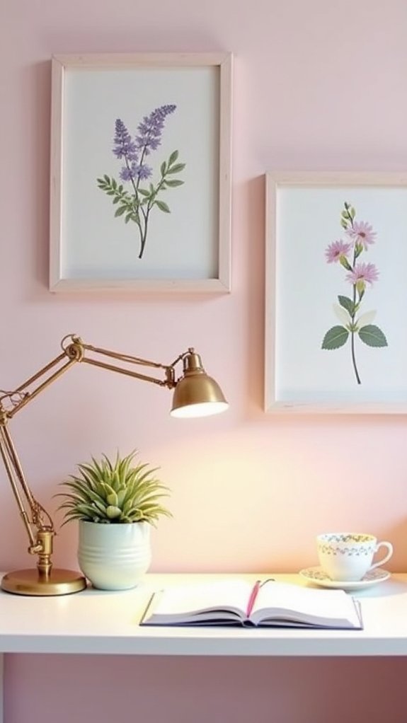 feminine pastel office decor