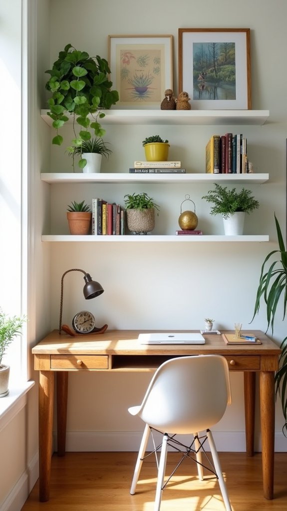 floating shelves enhance organization