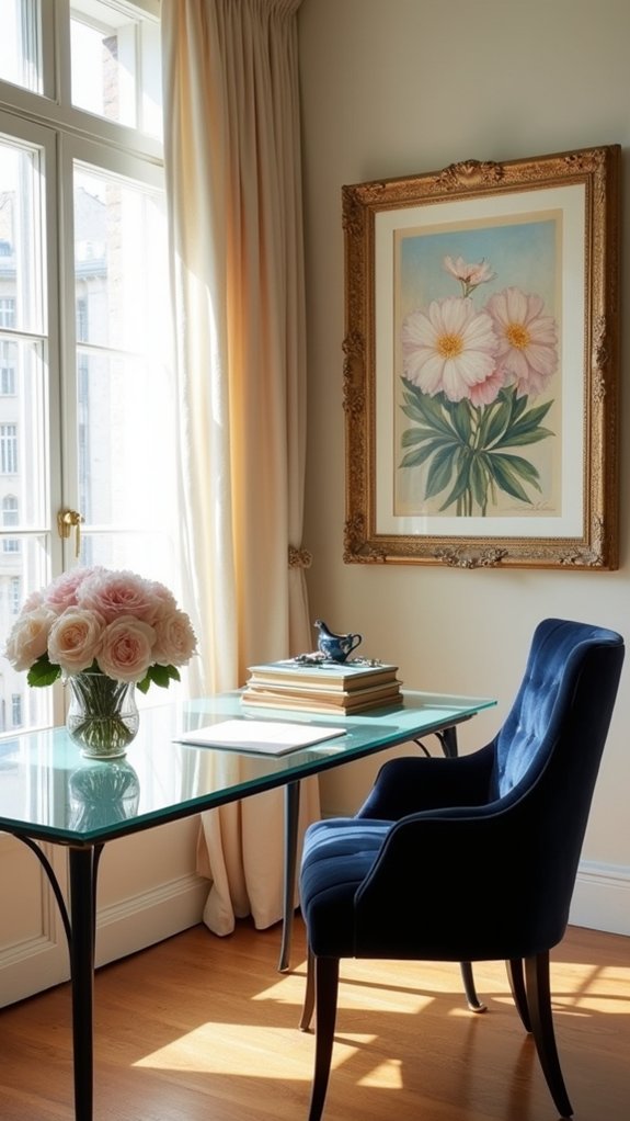 french inspired artwork enhances ambiance