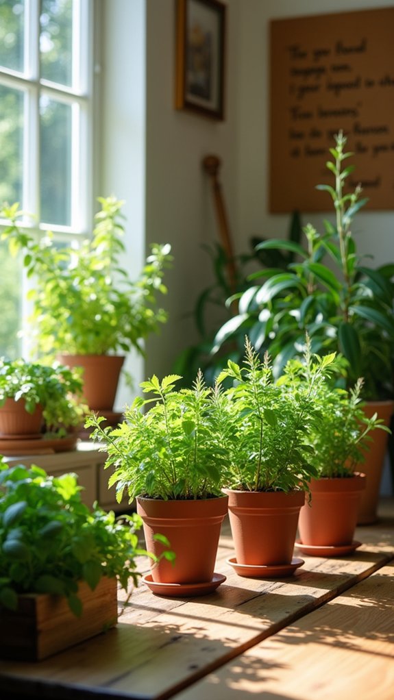 fresh herbs enhance workspace