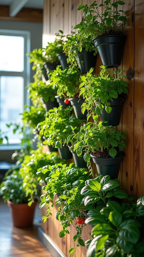 fresh herbs on walls