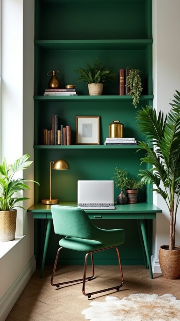 glamorous emerald green shelves