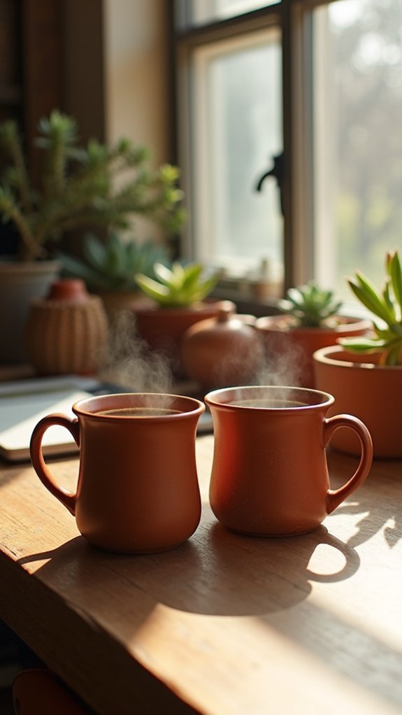 handmade terracotta coffee mugs