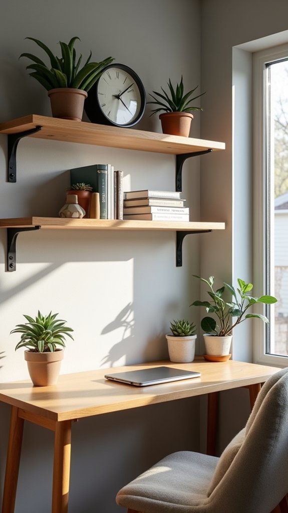 hanging shelves maximize workspace