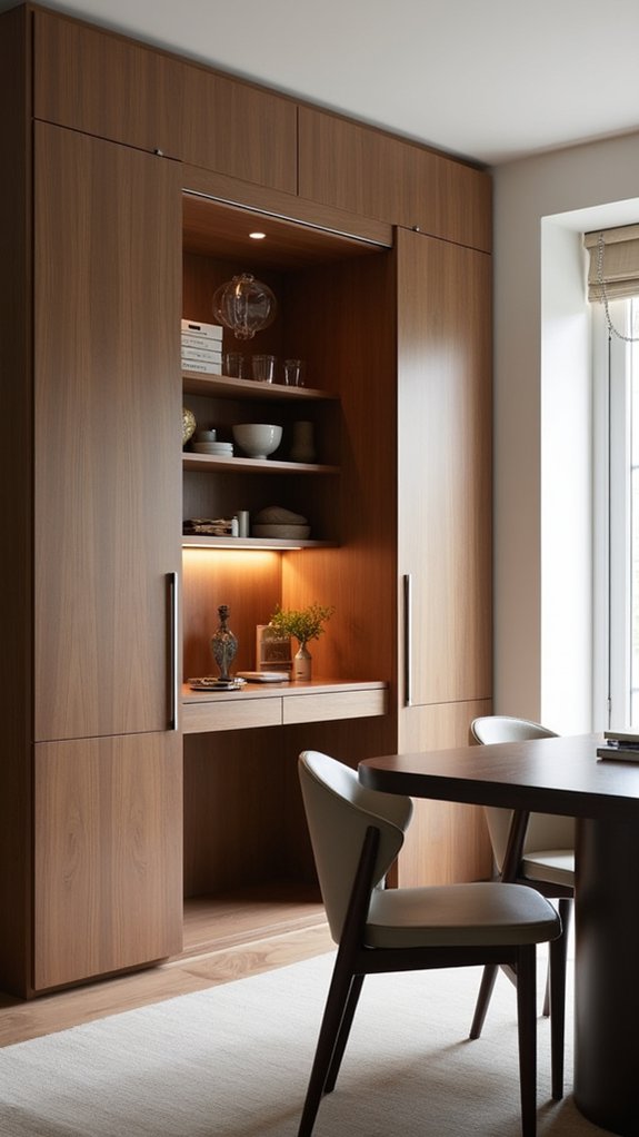 hidden office in cabinet