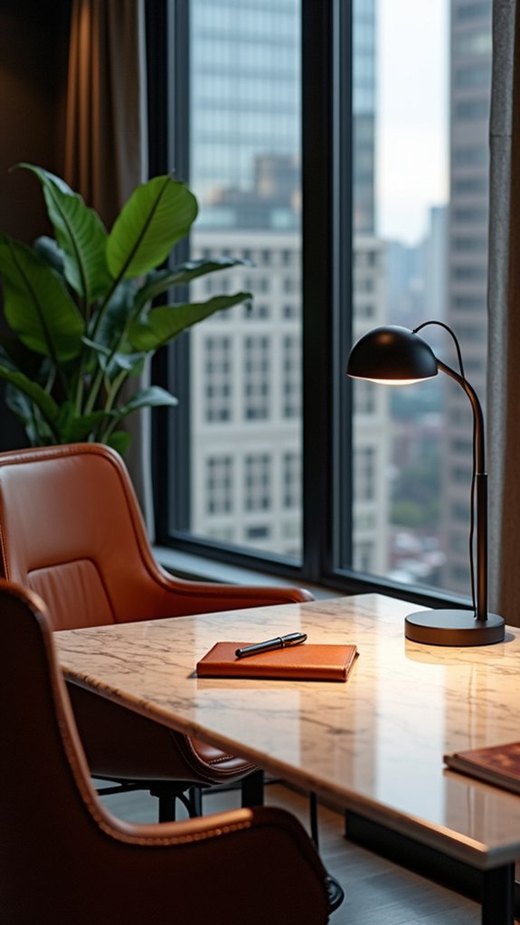leather accents enhance sophistication