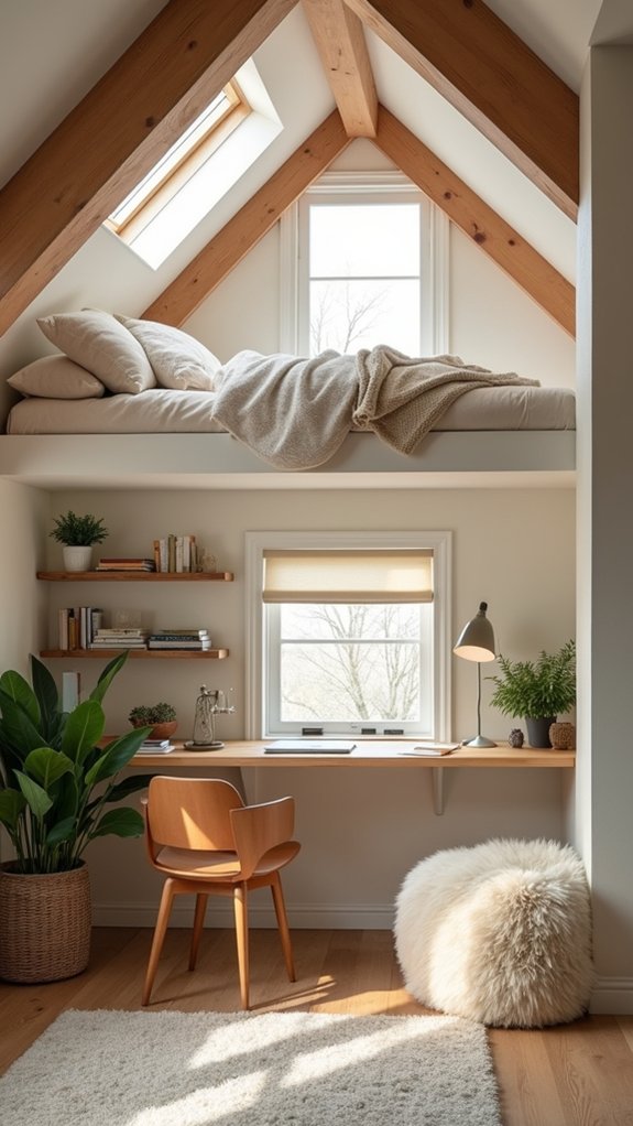 lofted bed maximizes space