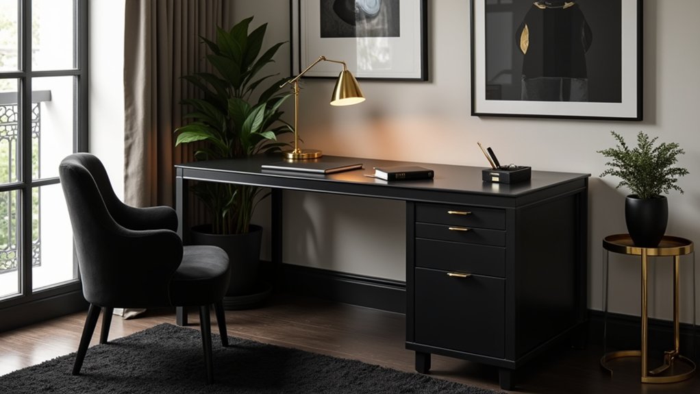 luxe black and brass decor
