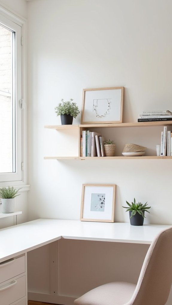 minimalist light wood shelving