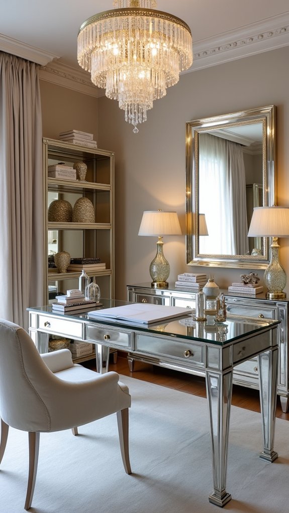 mirrored furniture adds sophistication