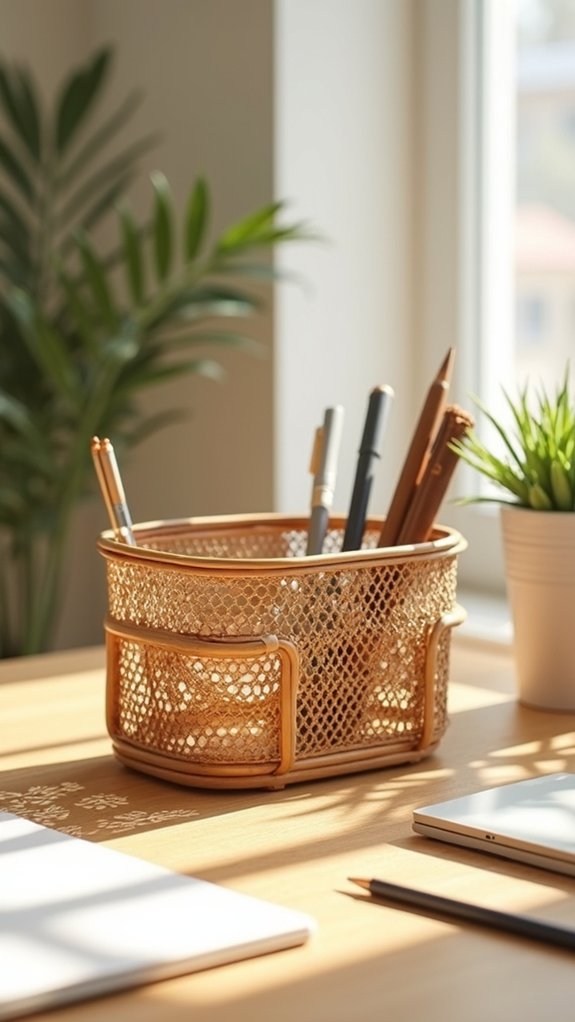 natural lightweight desk organization